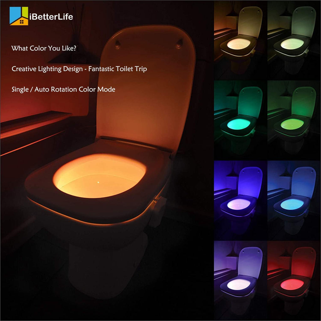 Toilet Light Motion Sensor 2Pack - The Original 8 Color Changing LED Glow Bowl Inside Toilet Night Light for Bathroom - Smart Unique Cool Gadget, Funny Ideal Gifts for Teen Boys Girls Men Women