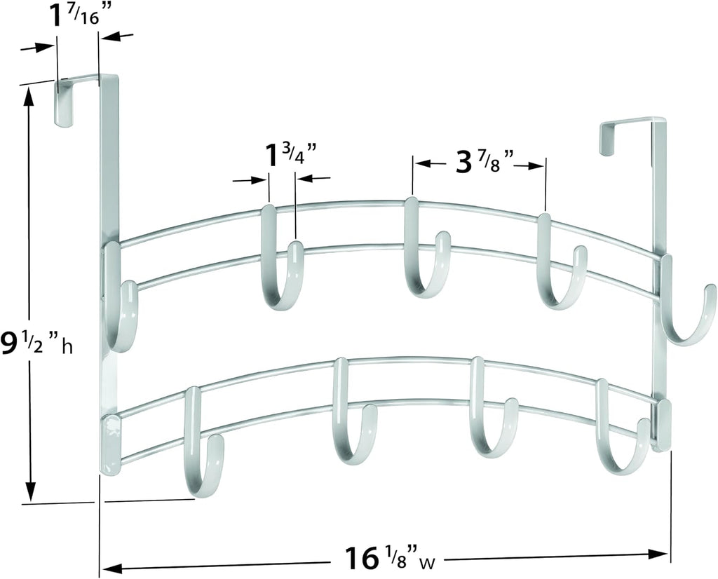 LYNK Professional® Home™ Over the Door Hooks - 9 Hook – Over the Door Coat Rack - Over the Door Hanger - Hanging Towels or Clothes - Bathroom, Bedroom, Laundry Room - Lifetime Ltd. Warranty, White