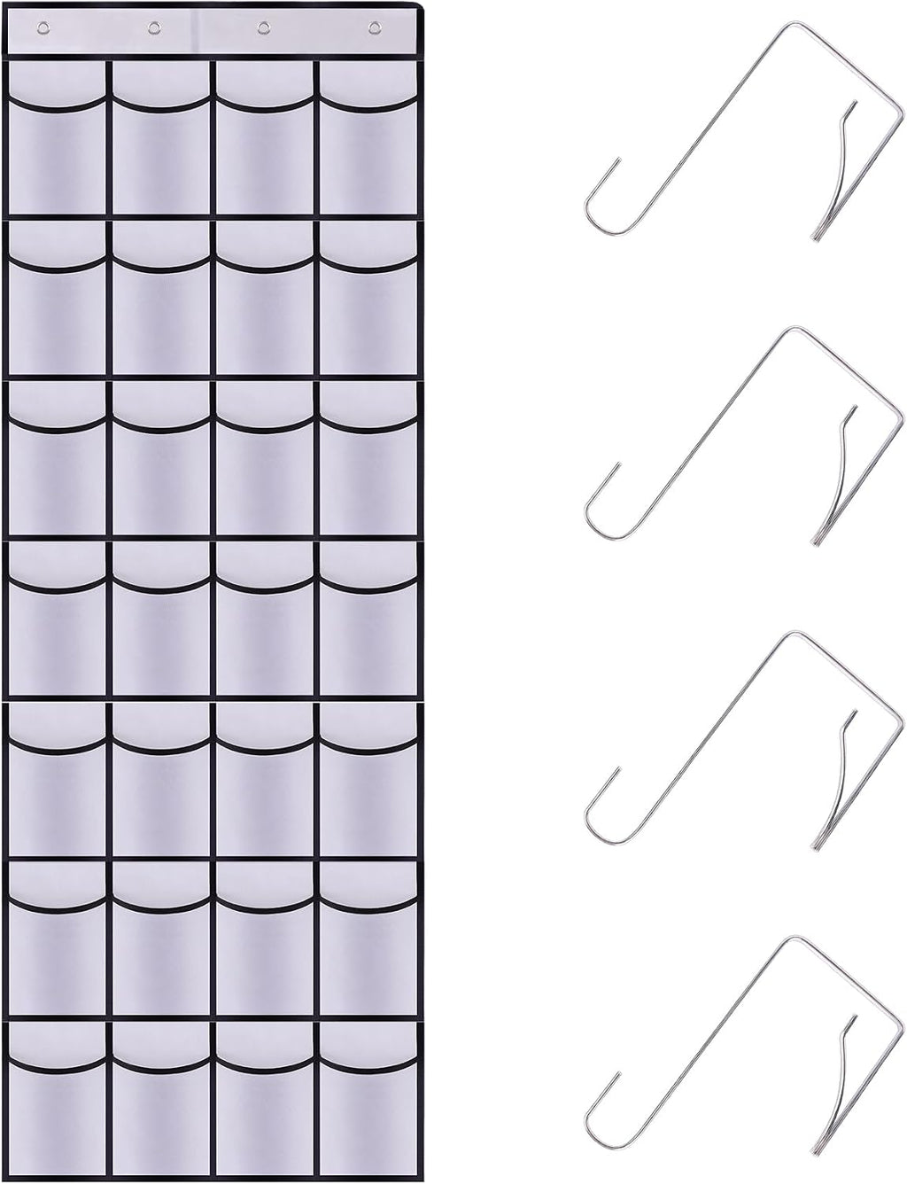 28 Mesh Pockets Hanging Over the Door Shoe Organizer, White