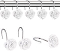 12PCS Rose Shower Curtain Hooks Anti Rust Decorative Shower Curtain Rings