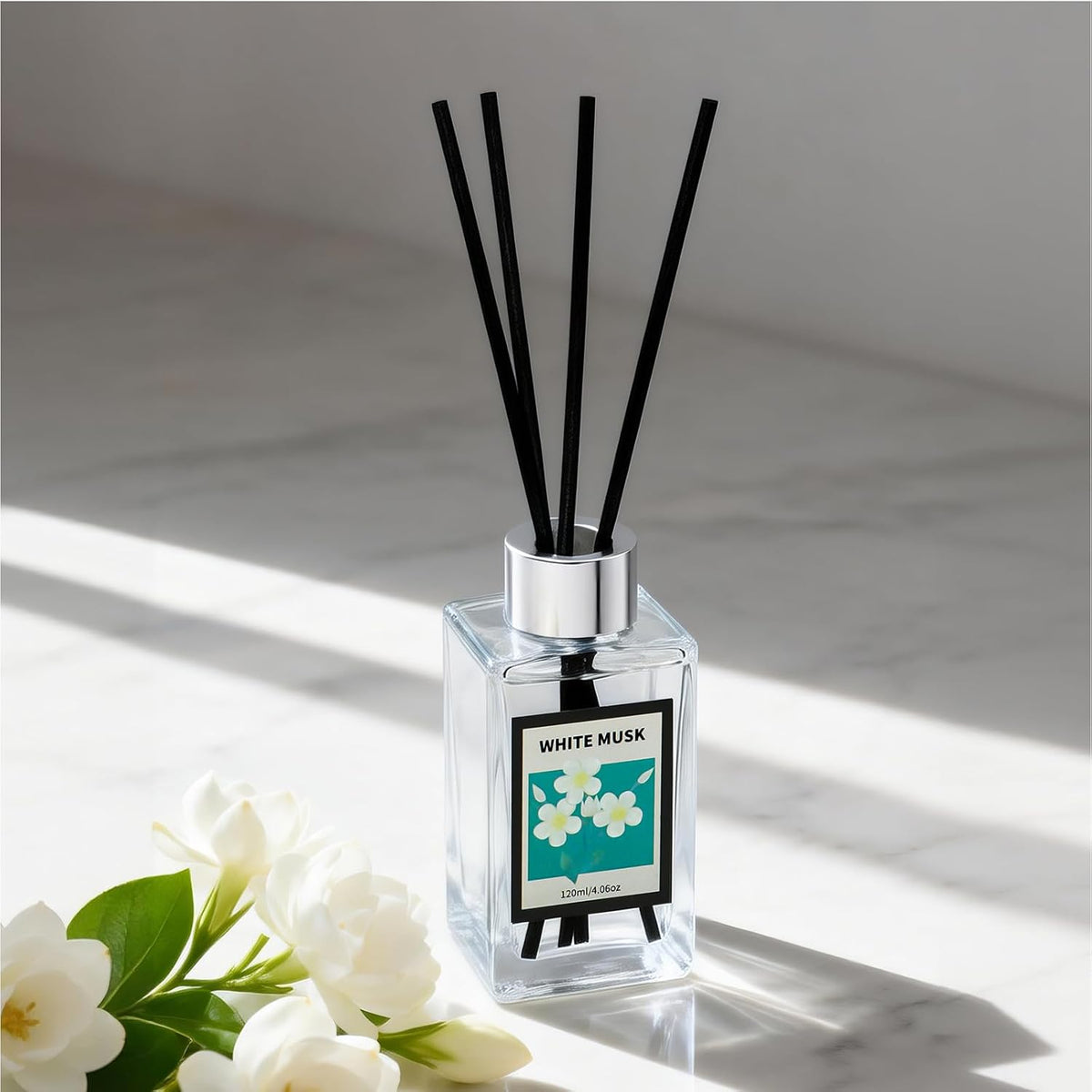 4.06 oz Reed Diffuser Set White Musk Air Freshener for Home