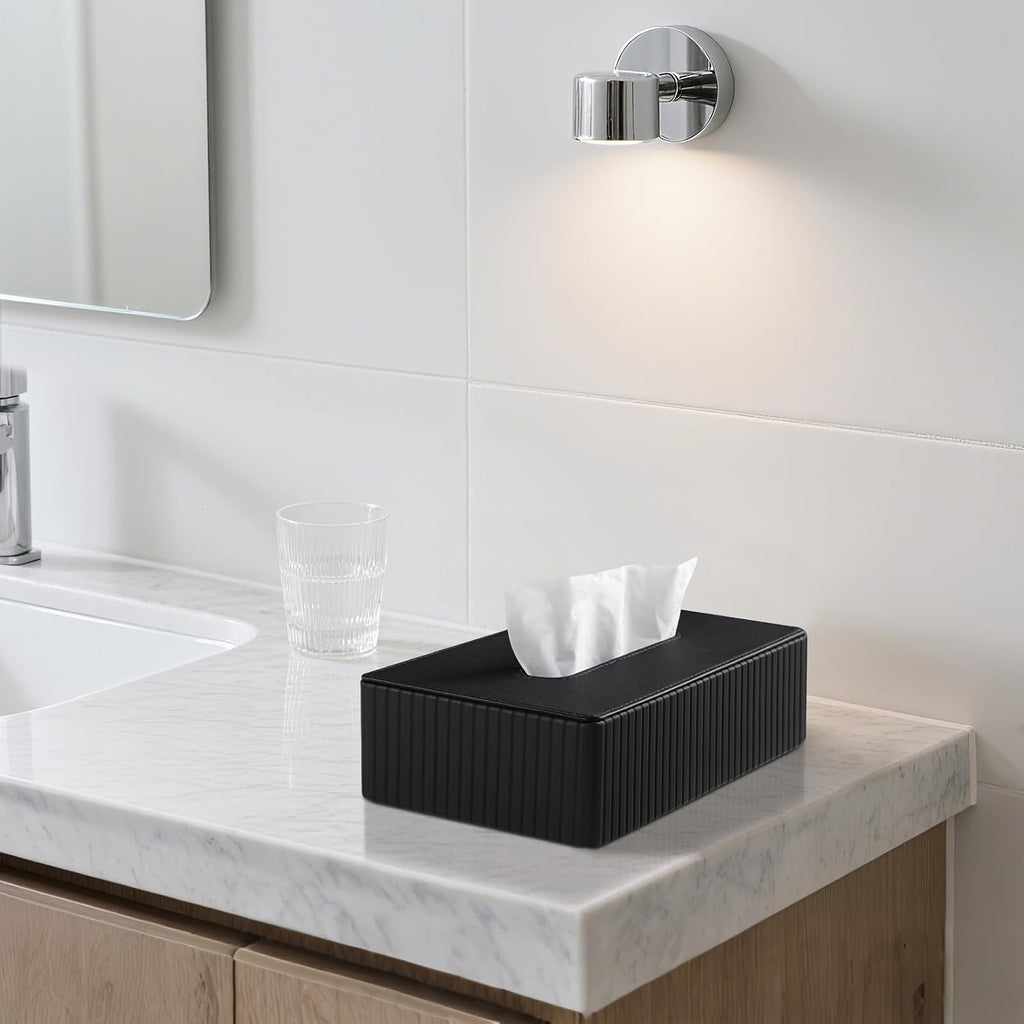 Short Tissue Box Cover, Rectangle Tissue Box Holder, Black
