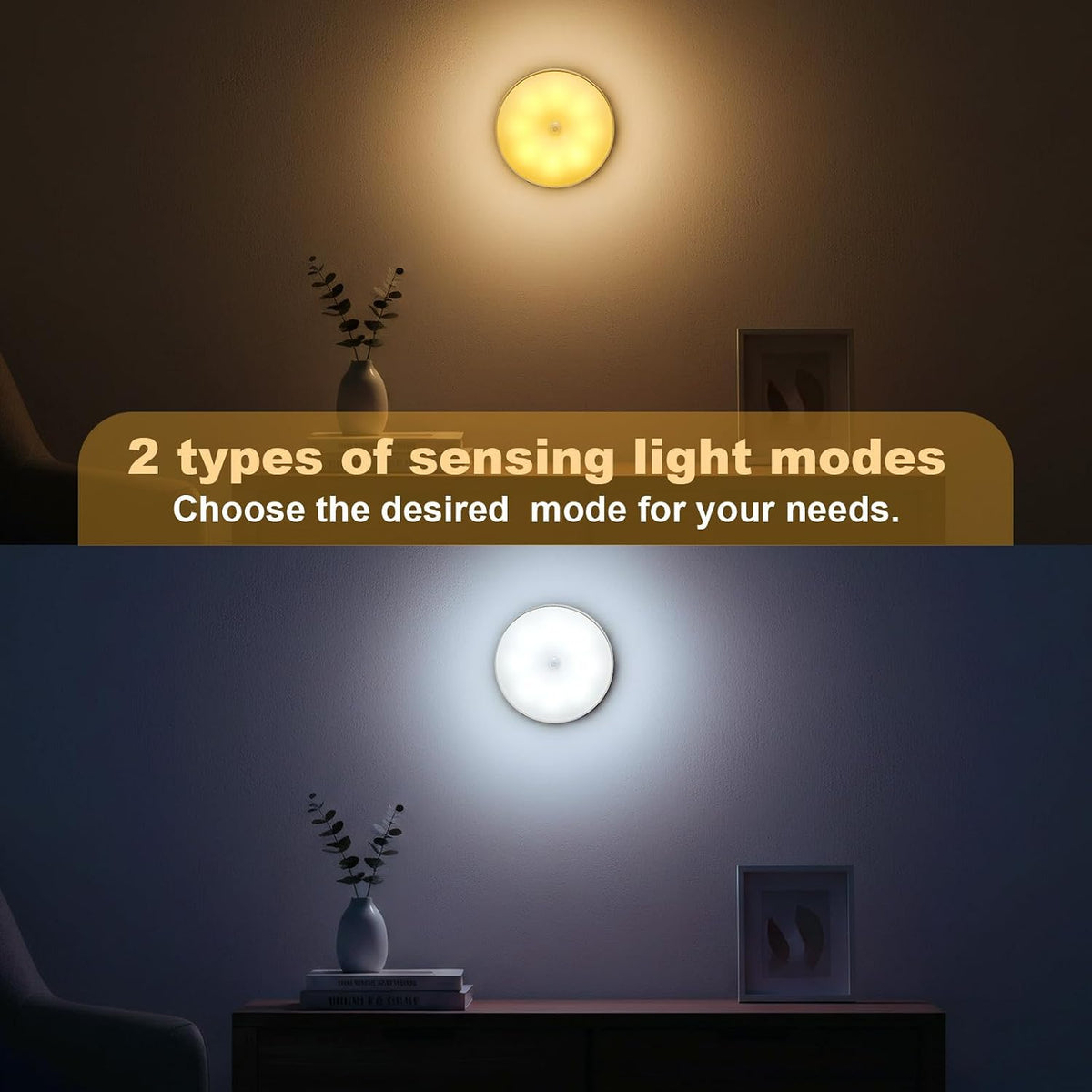 Glooglitter 2 Pcs Magnetic Cruise Ship Motion Sensor Light with USB Cable LED Rechargeable Night Light Battery Nightlight Safe Cordless Nightlight for Cruise Ship Cabin Hallway Bathroom (White & Warm)