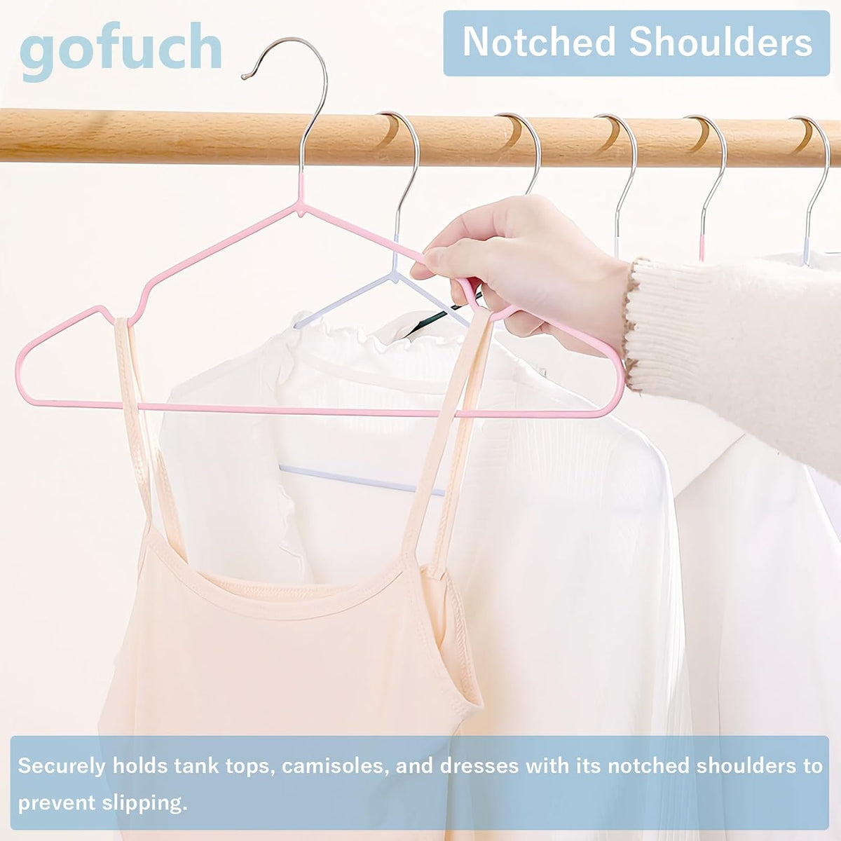 Ultra-Thin Metal Hangers, 30 Pack Non-Slip PVC Coated Space Saving Clothes Hangers for Closet, 16 inch Wide for Suits, Dresses, Jackets（Gray）