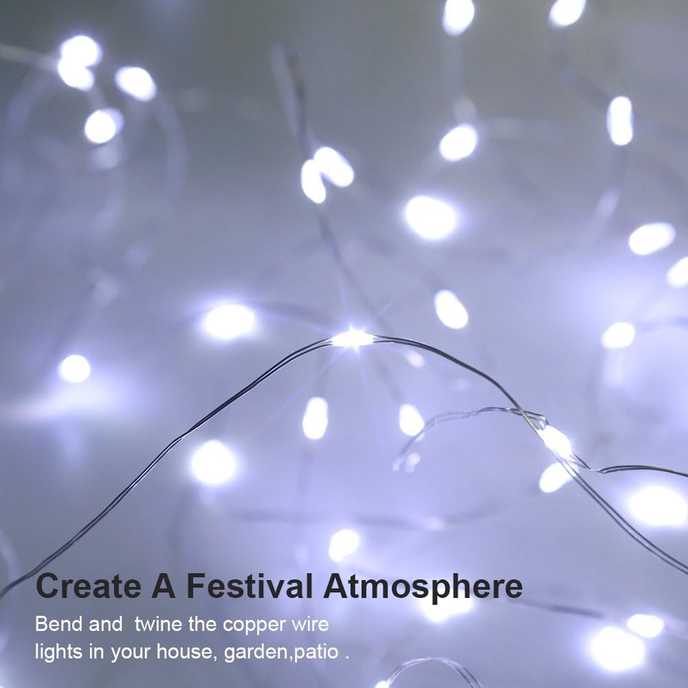 GDEALER 2 Pack 20 FT 60 LED Fairy Lights, Battery-Operated, White