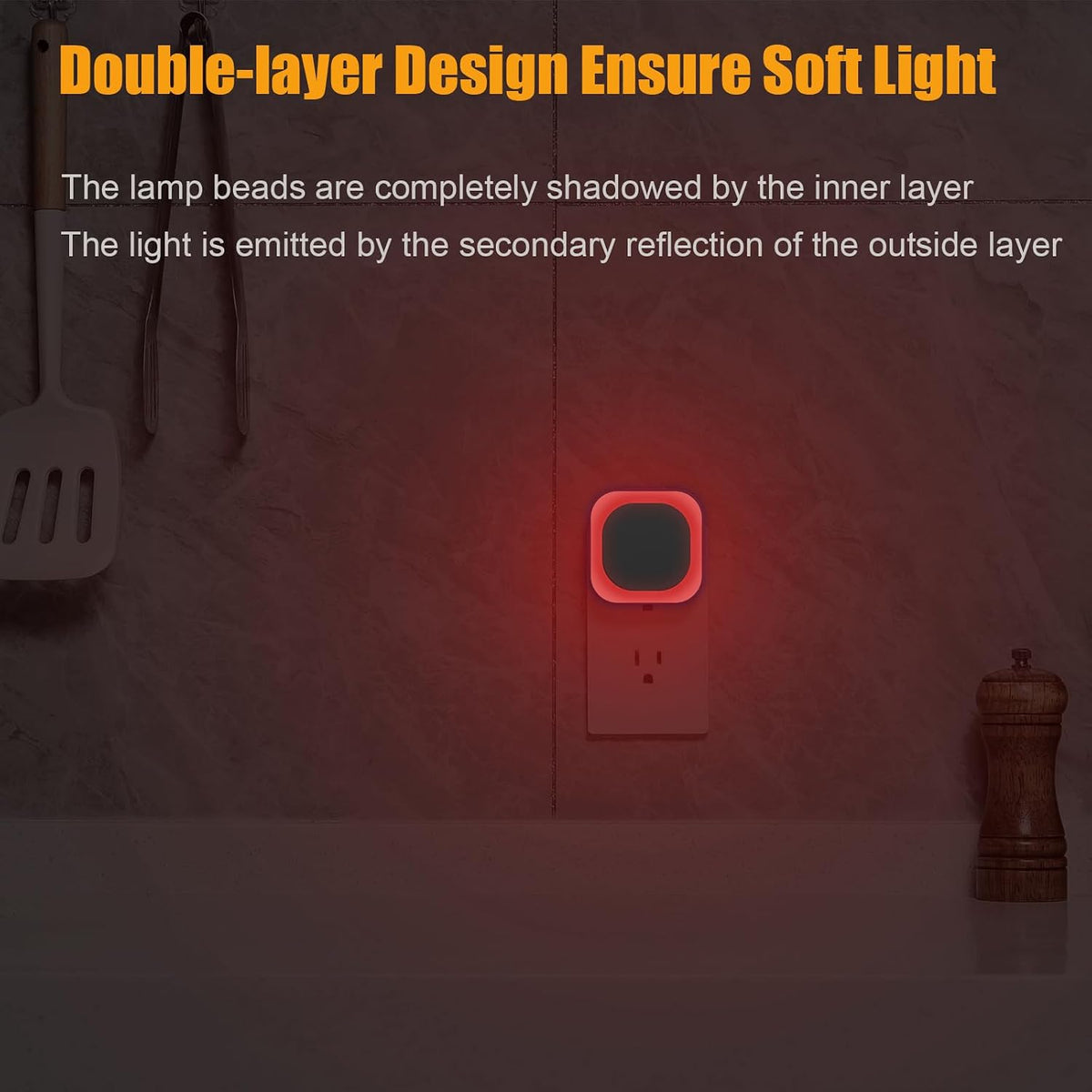 YUNLEX 6 Pack Red Night Light Plug into Wall, Dim Glow for Sleep, Eye-Care