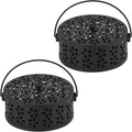 Portable Iron Mosquito Coil Holder with Handle Round, 2Pack Black