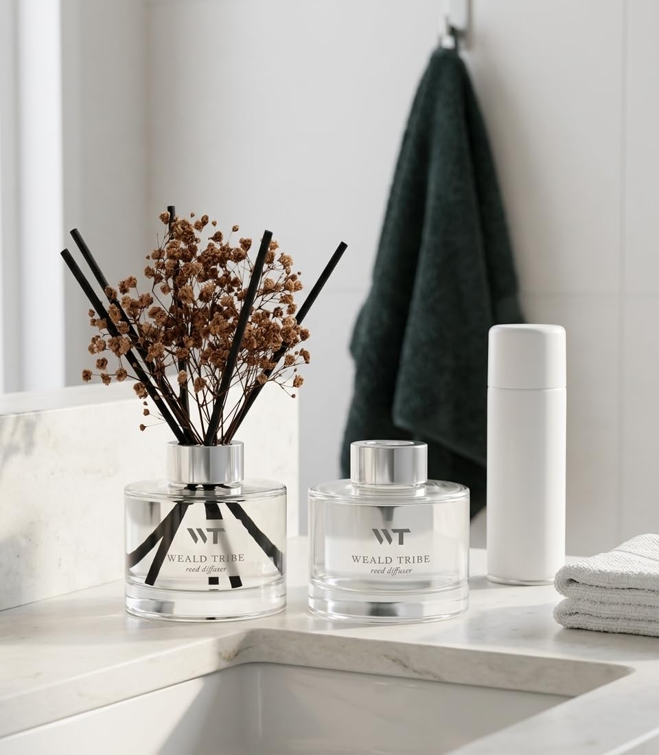 WEALD TRIBE Reed Diffuser Set Rainforest Mist Scent for Shelf Decor