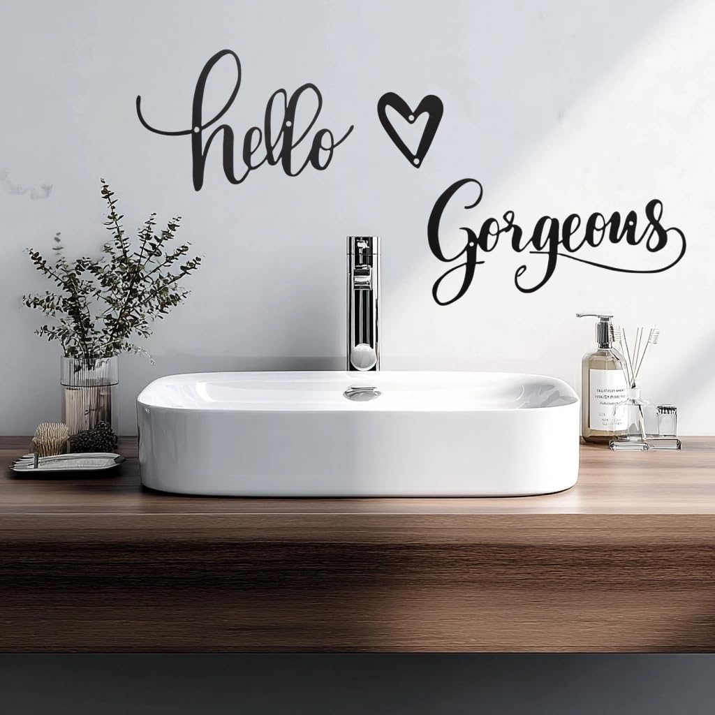 Lylence Hello Gorgeous Girl Wall Art, Metal Women Room Decor Bathroom Decor