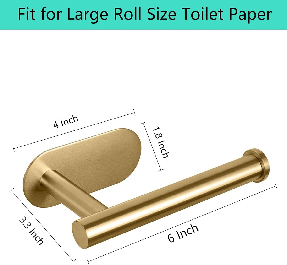 Self-Adhesive Stainless Steel Wall Mounted Toilet Paper Holder - Adhesive Mounting, No Drilling - Suitable for Bathroom, Kitchen, RV (Brushed Gold)