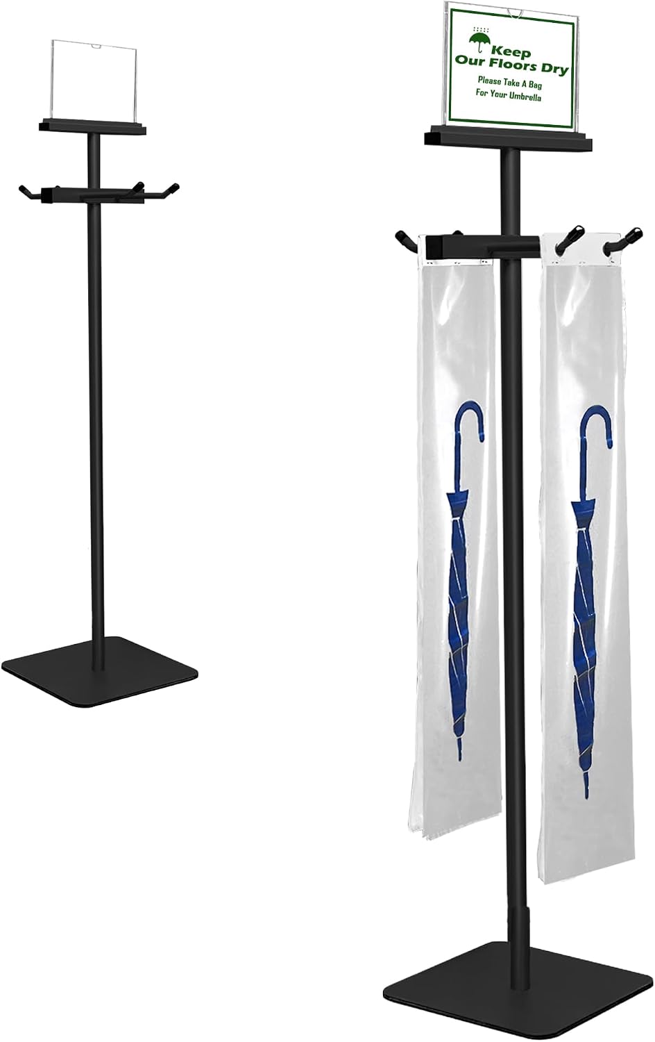 Umbrella Bag Stand, Wet Umbrella Stand with 220 Umbrellas Bags, Black