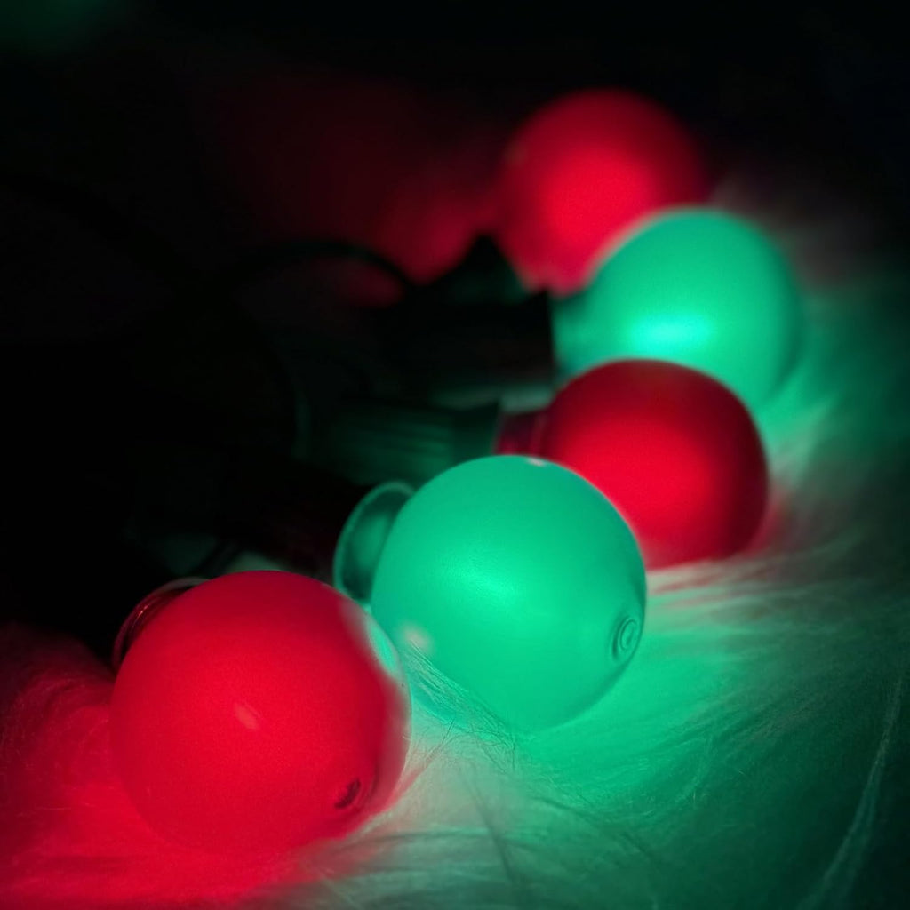 25Ft LED Red Green String Lights Outdoor, Christmas Decoration Patio Lights