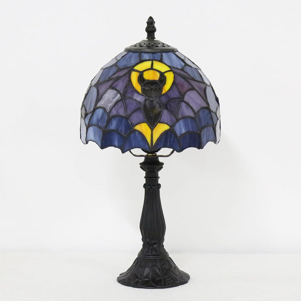 Tiffany Table Lamp,Stained Glass Bat Desk Lamp(8x8x15inch)