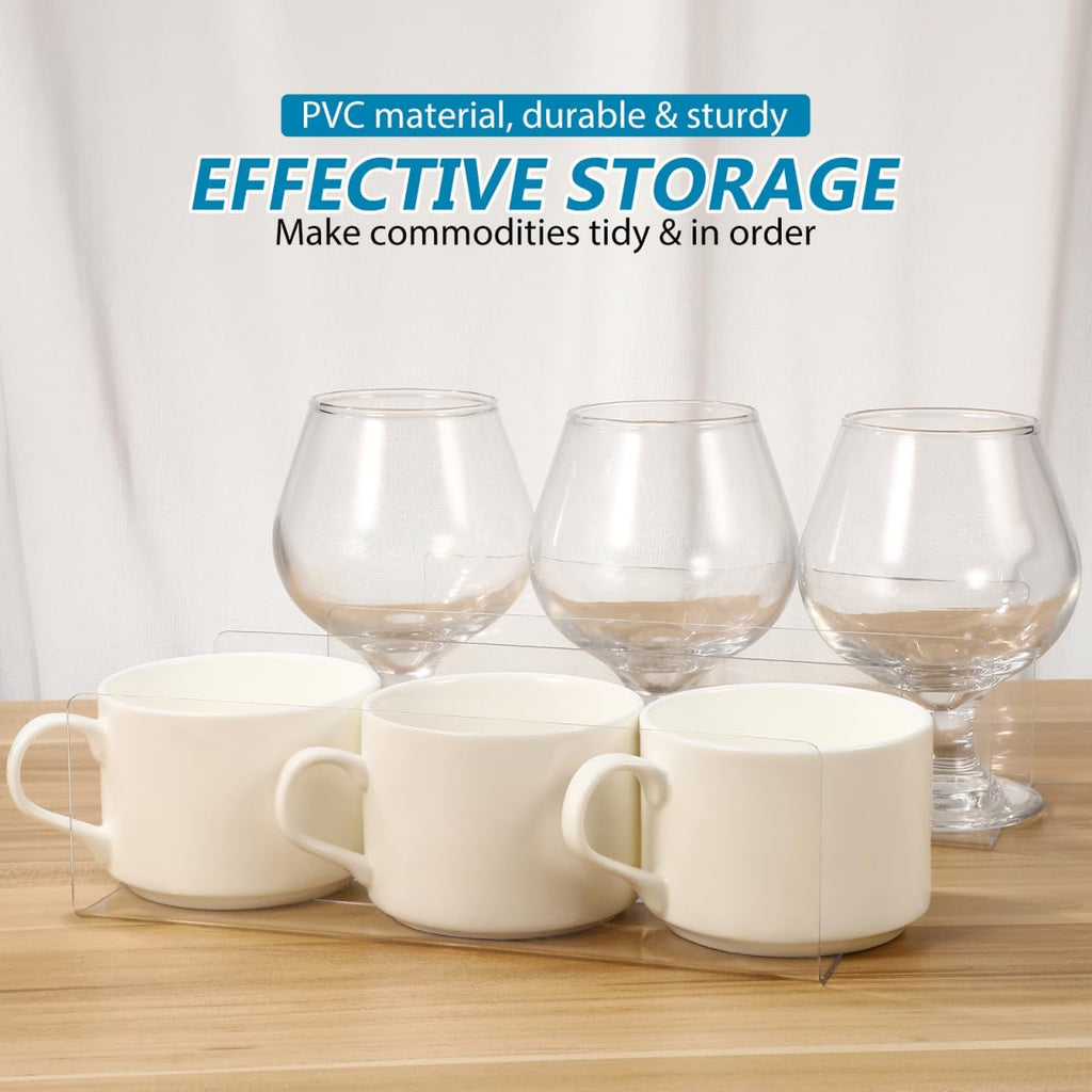 Cabilock 20pcs L-Shaped Shelf Dividers 7.87 Inch Clear Plastic Organizers for Home Cabinet and Supermarket Shelves Stable Design for Efficient Storage of Drinks Bread and Snacks
