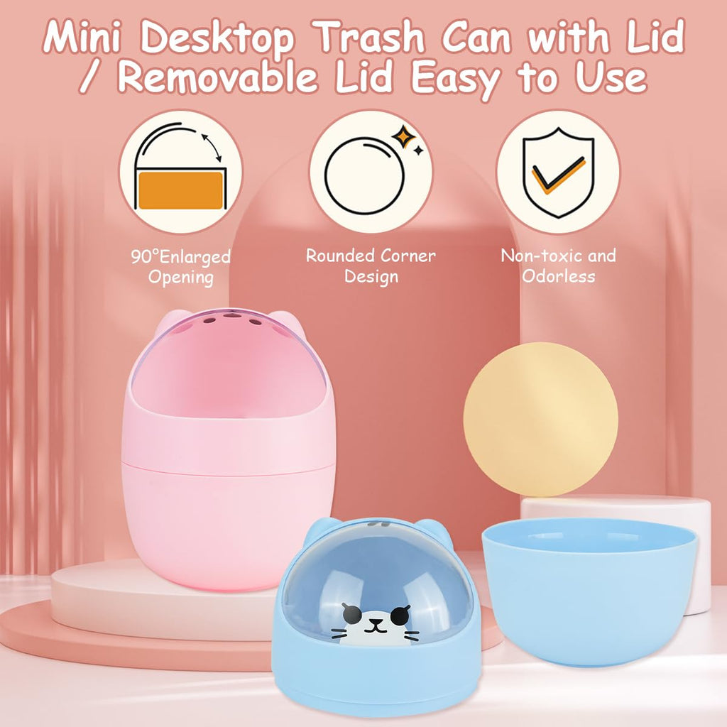 Cute Mini Trash Can with Lid for Home