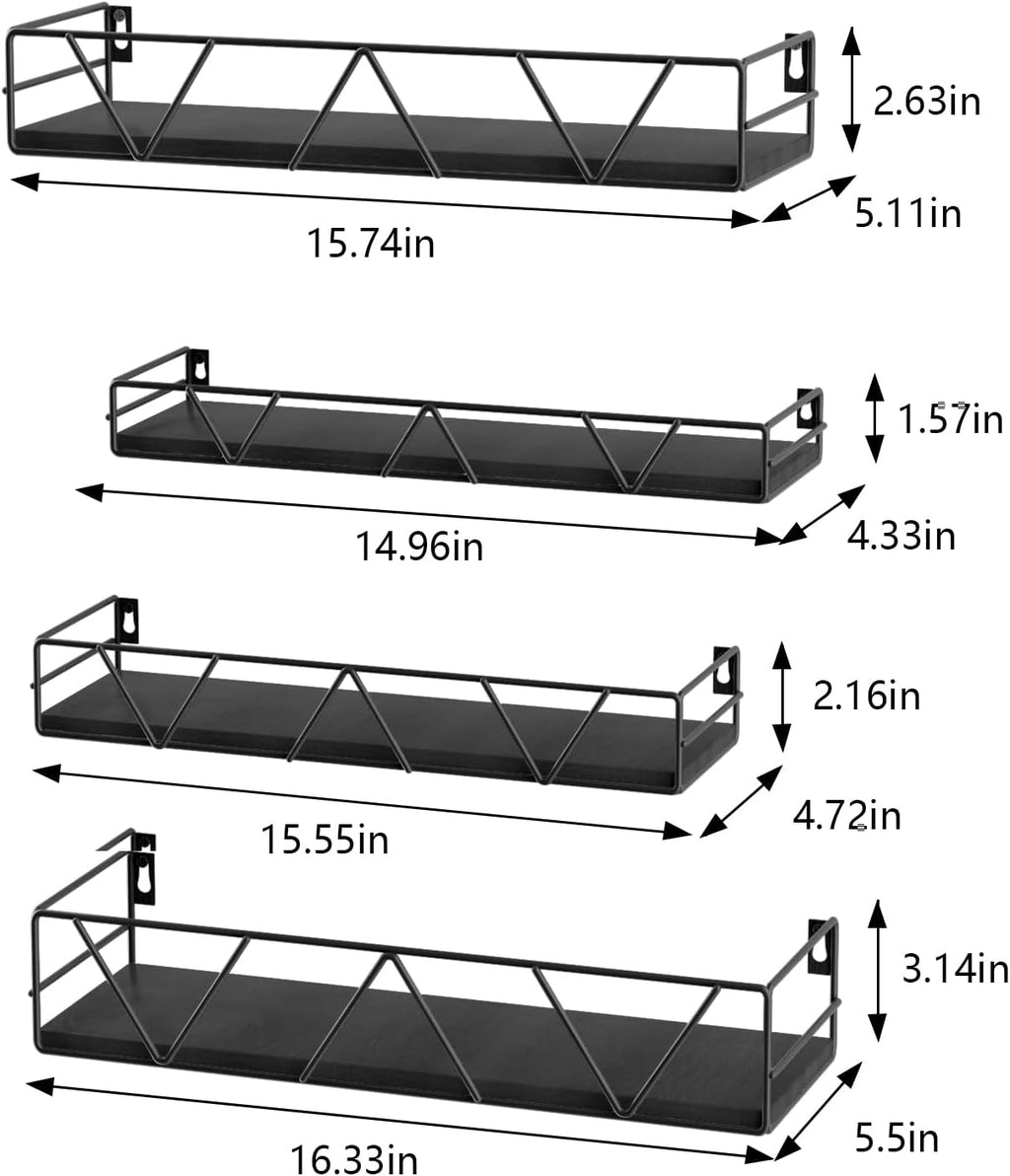 Floating Shelves Set of 4, Wood Wall Shelf, Farmhouse Shelf for Bedroom
