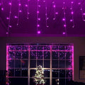 YOLIGHT 13ft 96 LED Icicle String Lights with Memory Function Controller, Indoor Curtain Fairy Lights Halloween Hanging Decoration for Patio Garden Bedroom Christmas Wedding (Purple)