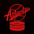 CLORURBANLIVE 3D Baseball Atlanta Night Light 3D Illusion Lamp with Remote Control 16 Color Options Sports Decor Lighting for Fans - Multicoloured OneSize
