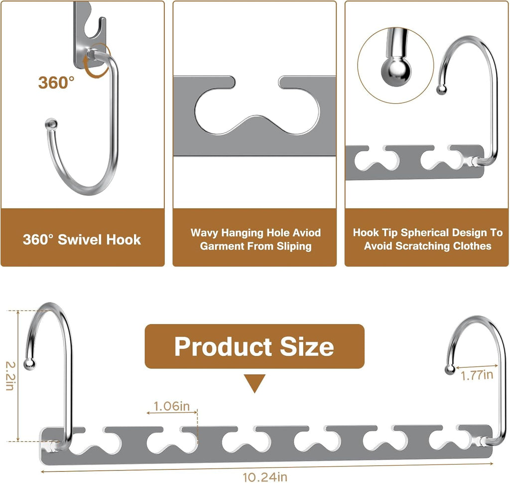 Space Saving Hangers for Clothes 8 Pack, Sturdy Metal Hangers Wardrobe Organizer, Magic Cascading Hanger, Closet Space Saver Closet Organizers and Storage