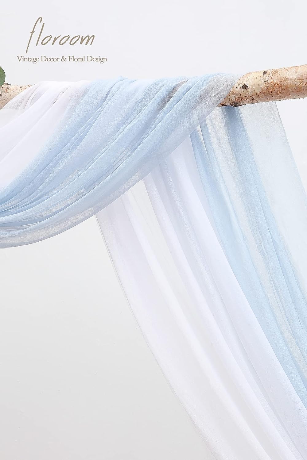 Floroom Arch Flowers with Drapes Kit (Pack of 4) - 2pcs Artificial Dusty Blue & Navy Blue Floral Swag Arrangement with 2pcs Draping Fabric for Wedding Ceremony Arbor and Reception Backdrop Decoration