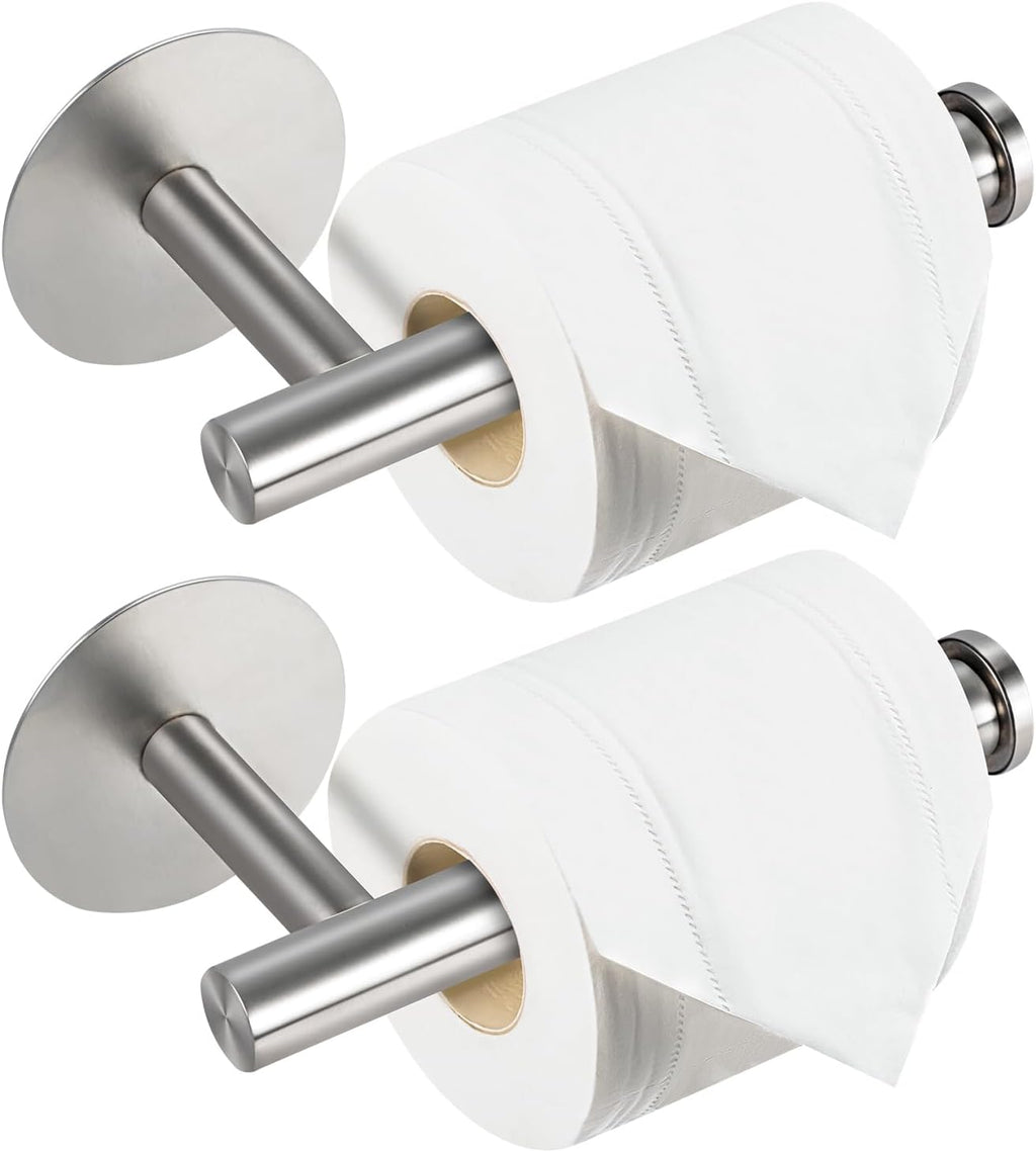 Yagoo Adhesive Toilet Paper Holder, Rustproof Toilet Roll Holder(2, Silver)
