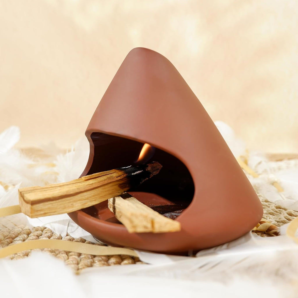 MOUGIGI Terracotta Zongzi Palo Santo Holder,Elegant Sage Cone Incense Dish