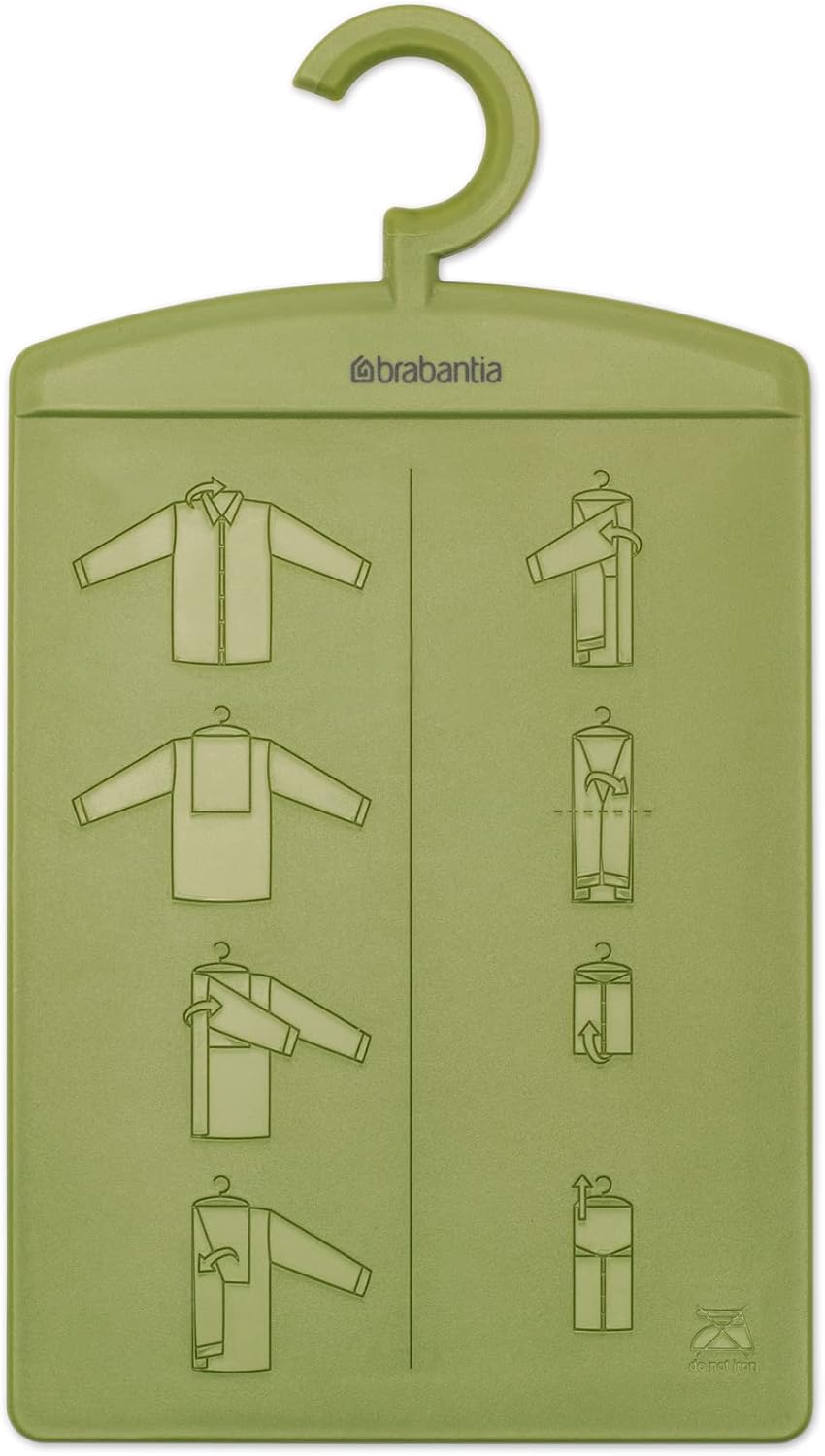 Brabantia Shirt Folder Board with Hanging Hook & Instruction Images | Calm Green | Clothes Folder Laundry Helper for Tidy Closet | Folds T-Shirts & Sweaters Without Creases | Hang to Store in Closet