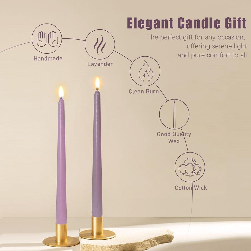 Candlesticks Long Taper Candle,Lavender Scented 10 Inches Gradient Purple Candle Sticks Smokeless Tapered Candles for Home Décor Holiday Gifts