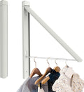 Wall Mounted Drying Rack Foldable, No Drill Laundry Clothes Drying Rack, Collapsible Wall Clothes Hanger with 65 lb Capacity for Laundry Room Bathroom Apartment, White