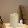 Flameless LED Candle with Remote, 4x6 Inch Plastic Pillar Candle, Battery Powered, Flickering Flame with Timer & Dimming, Ivory – Safe, Realistic Home or Event Decor
