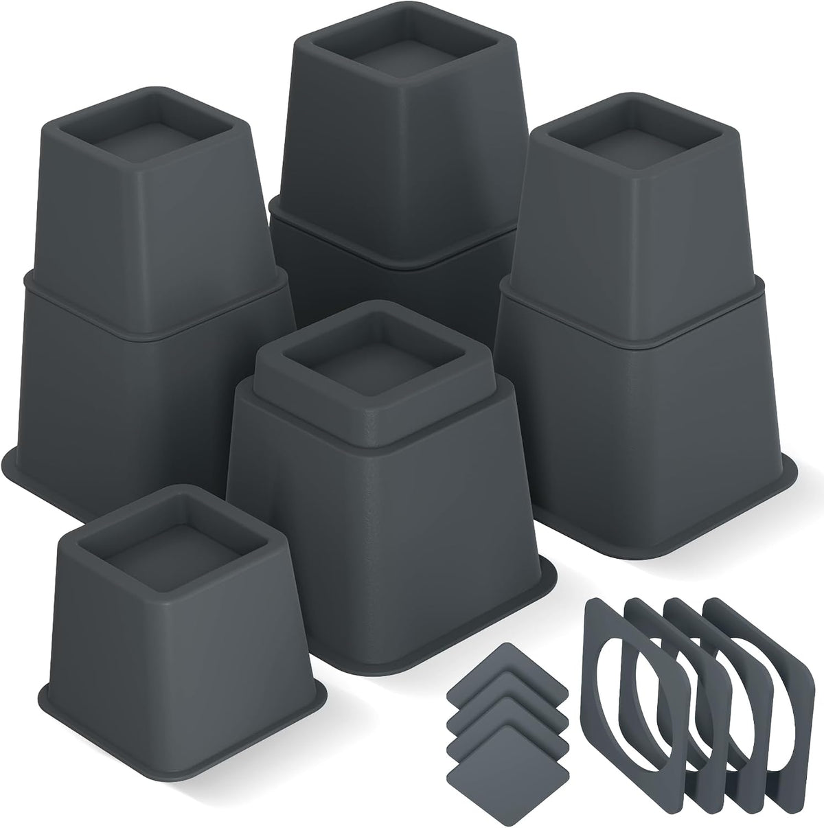 Utopia Bedding Adjustable Bed Risers 3 & 5 Inch, Grey, 4-Pack
