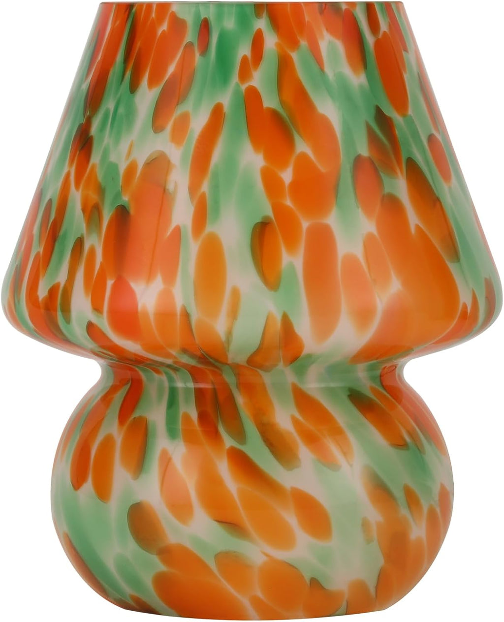 Mushroom Lamp Set of 2, Small Glass Table Lamp, Bedside Nightstand Lamp, Cute Desk Lamp for Bedroom, Dorm, Living Room & Kitchen, Classic Vintage Home Decor Lamp (2, Green&Orange)