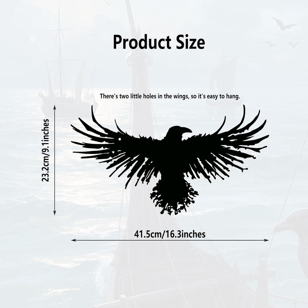 Yuzhuo Metal Viking Raven Wall Art Norse Mythology Crow Wall Decor with Gothic Metal Wall Sculpture Suitable for Living Room Bedroom Indoor Outdoor Garden Home