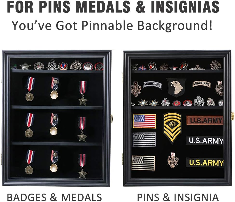 Military Challenge Coin Medals Pins Collector Display Case Lockable Cabinet