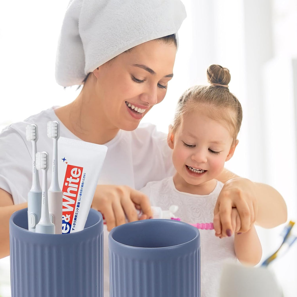 Toothbrush Holders for Bathrooms - 1 Cups Ceramic Toothbrush Toothpaste Holders, Blue Bathroom Tumbler Cups Reusable Toothbrush Mouthwash Cup, Bathroom Counter Organizer.
