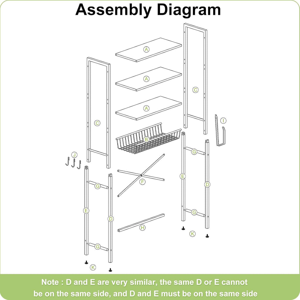 Kalrin Over-The-Toilet Storage Rack, 4-Tier Bathroom Organizer Shelf Over Toilet with Adjustable Shelf and Basket, Freestanding Space Saver Bathroom Shelves Above Toilet for Room (Vintage Brown)