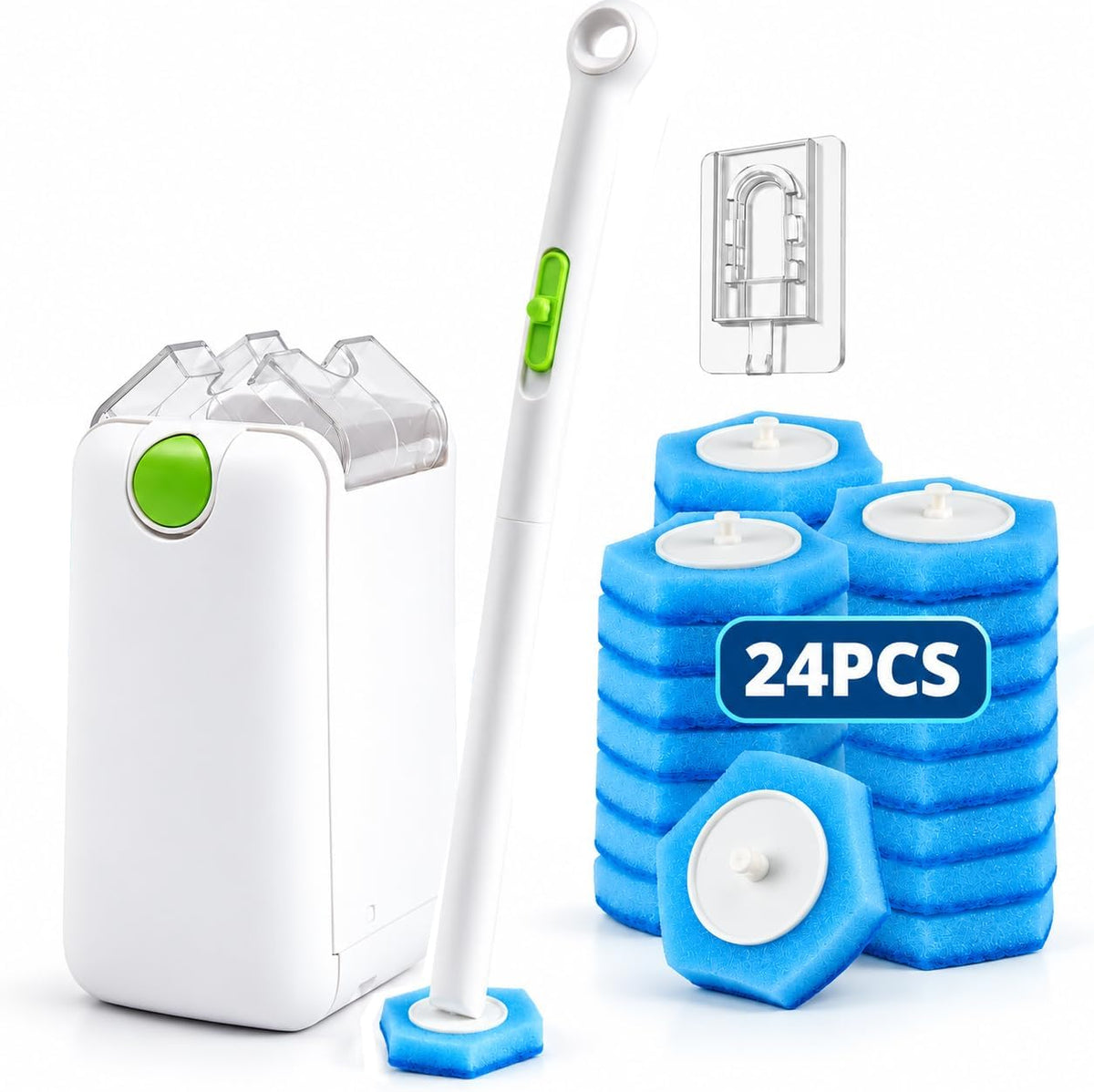 Disposable Toilet Brush and Holder Set, 24 Toilet Wand Refills