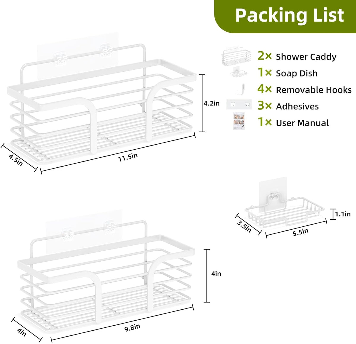 Yougai White Shower Caddy, Bathroom Organizers and Storage