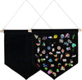 Enamel Pin Wall Display Banner Holder, Blank Canvas Banner Wall Hanging Brooch Jewelry Storage Case Display Storage Set for Pin and Brooch Collections (2Pcs Black A)