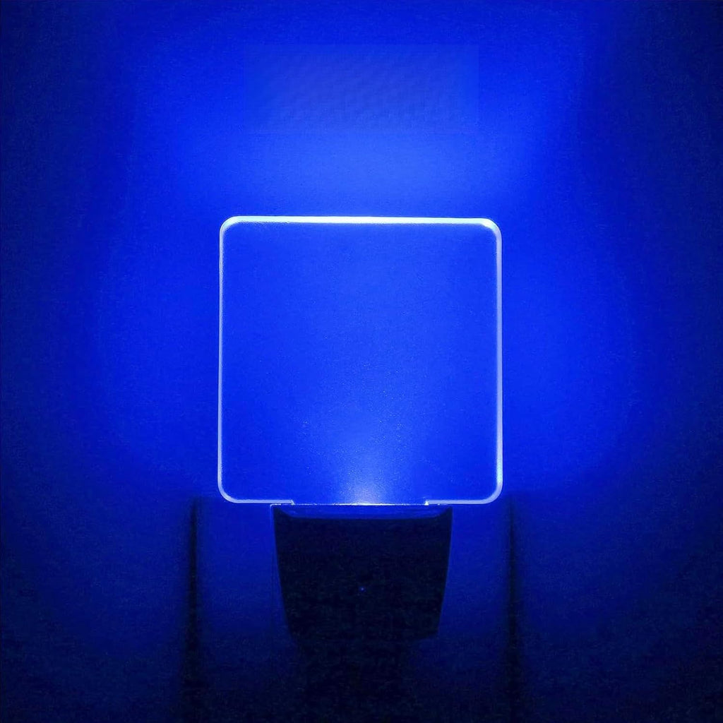 GREENIC LED Night Light Plug in 4 Pack, Dusk to Dawn Photocell Sensor, Nightlights for Bedroom Bathroom Kitchen, Square Design Blue