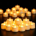 Realistic Flameless LED Tea Lights - Battery-Powered Dancing Flame Candles for Weddings, Halloween, Votives | Safe Child-Resistant, Flickering Ambiance Decor (Ivory Base, 100 Pack)