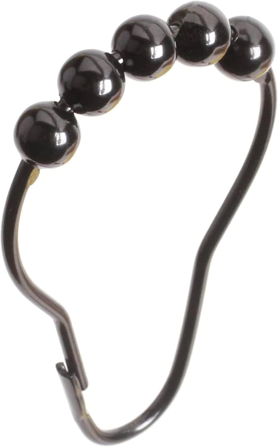 2lbDepot Shower Curtain Rings Hooks - Black Finish - Premium 18/8 Stainless Steel - Locking Rings with Easy Glide Rollers - Five Finishes Available - Set of 12 for Shower Rods