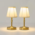 Cordless Mini Lamps Gold,3000 mah Battery Operated Lamp,3 Color Temperature Dimmable Table Lamp,Small Rechargeable Table Lamp Fabric,Aesthetic Small kitchen Lamp for Counter,Dinner (Gold,2 Pack)