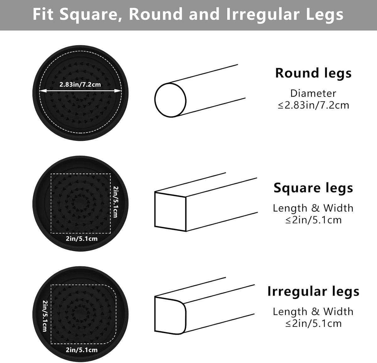 4 Sets Furniture Risers 1 inch Black Bed Risers, Heavy Duty Round
