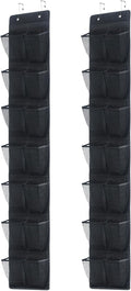 PVWSG Over The Door Shoe Organizer, 14 Large Mesh Pockets Hanging Shoe Rack for Closet Organizers and Storage, 2-pack (black)