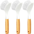 Holikme 3 Pack Dish Brush with Bamboo Handle Cleaning Brush,White