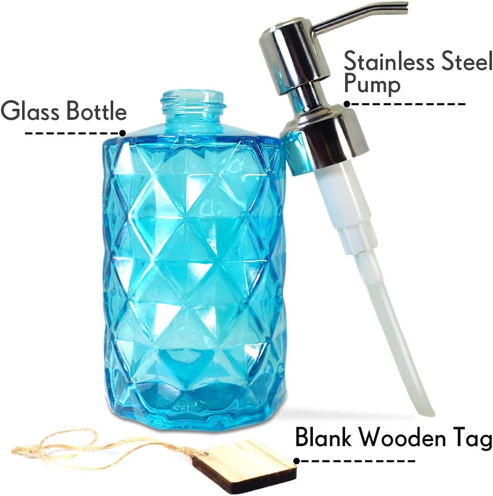 JASAI 12 Oz Diamond Design Soap Dispenser with Rust Proof Soap Pump