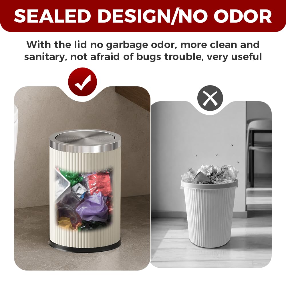 9L/2.4Gal Small Bathroom Trash Can with Swing Lid