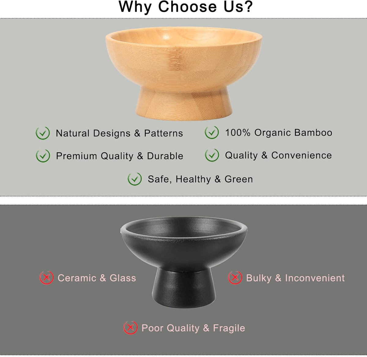 Small Pedestal Fruit Bowls for Kitchen Counter, 6 oz Mini Bamboo Wooden Serving Bowls for Desserts/Snacks/Nuts/Candy, Farmhouse Footed Bowls for Table Decor, 2 pcs