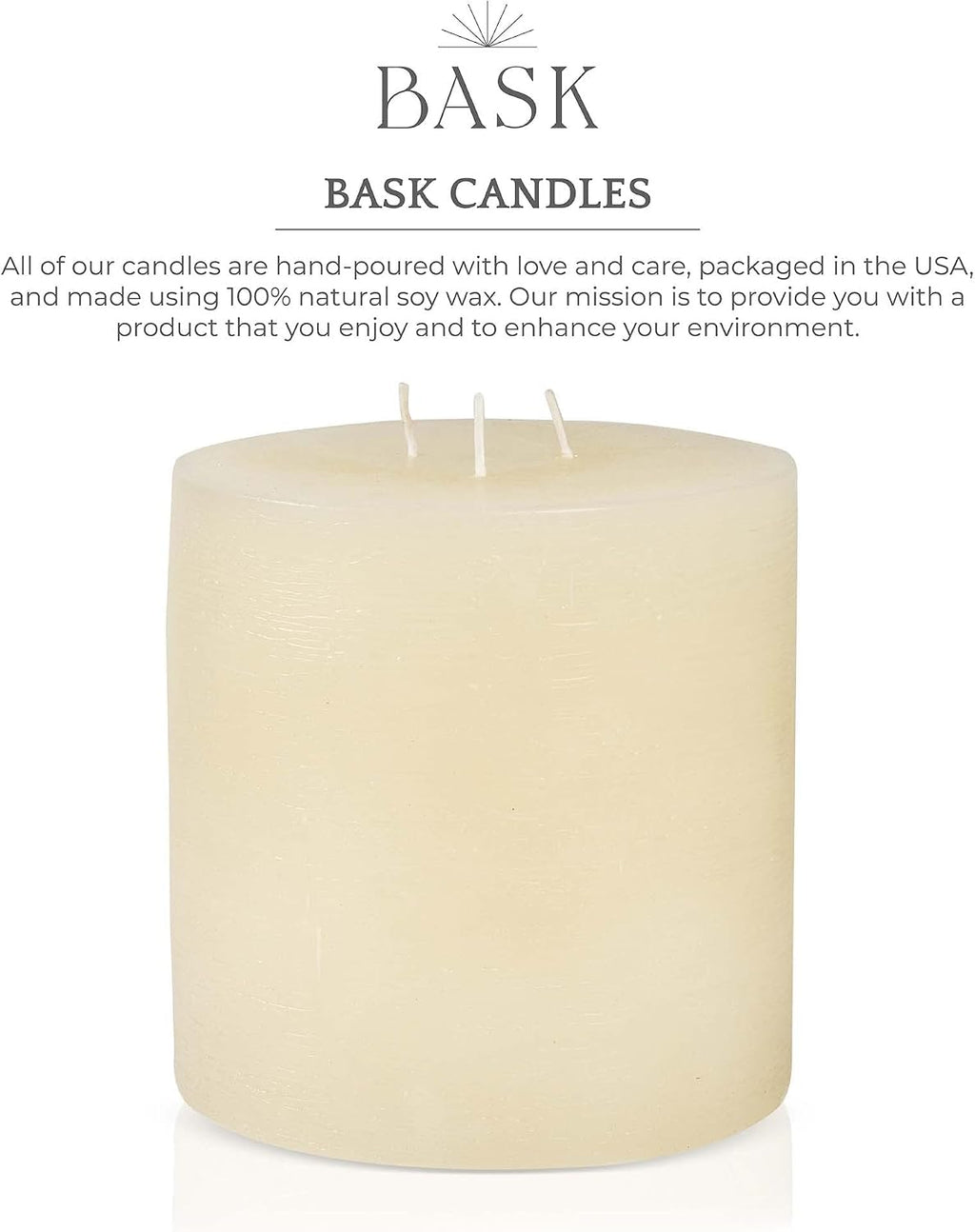 Bask Large Mottled Pillar Candles - Unscented - 6-Inch Diameter for Extra-Wide Holders - 3-Wick Candles for Home and Events - Ivory